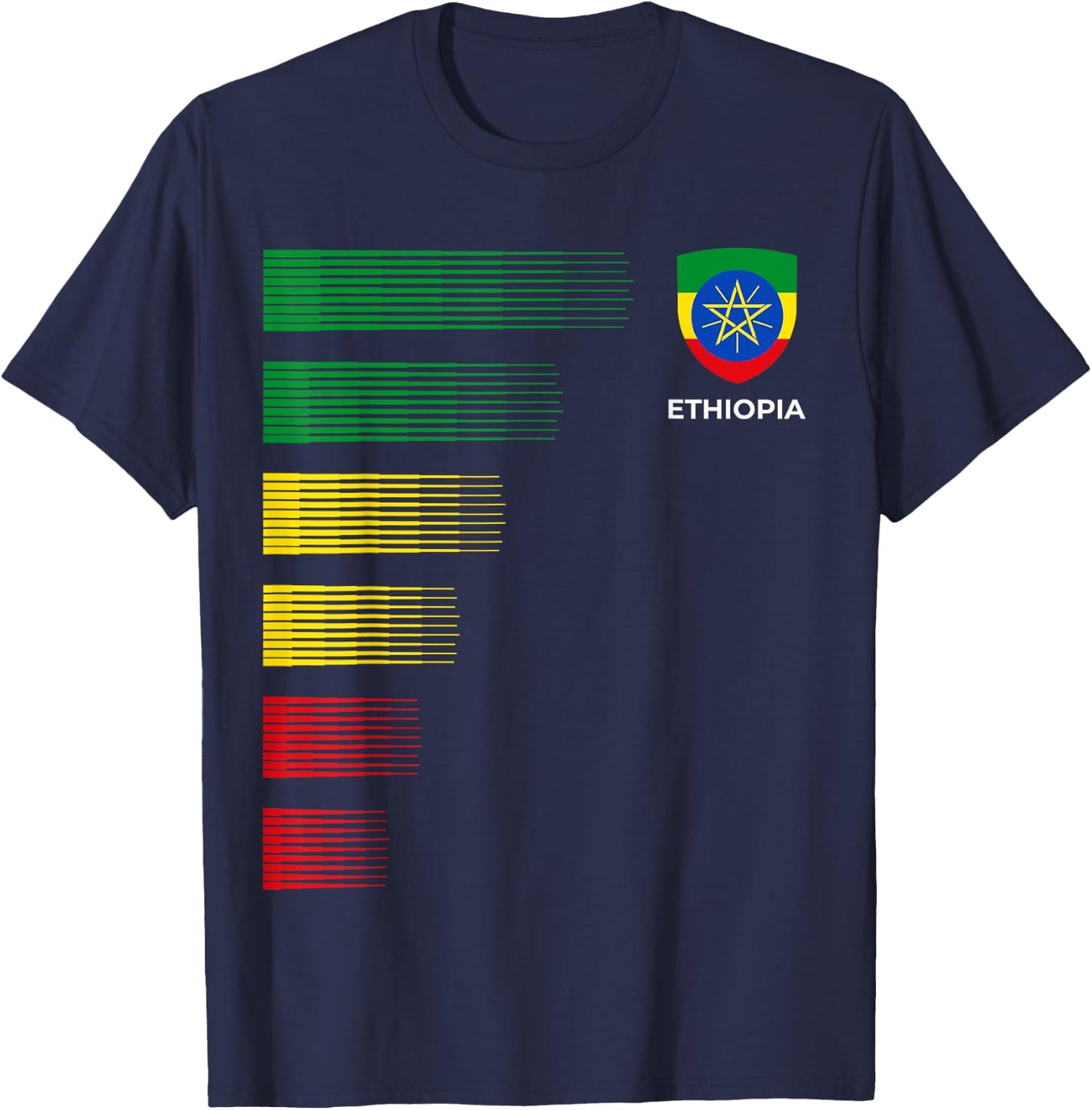 Ethiopia Flag Emblem Patriotic Ethiopian National Pride T-Shirt - T-Shirt | Navy