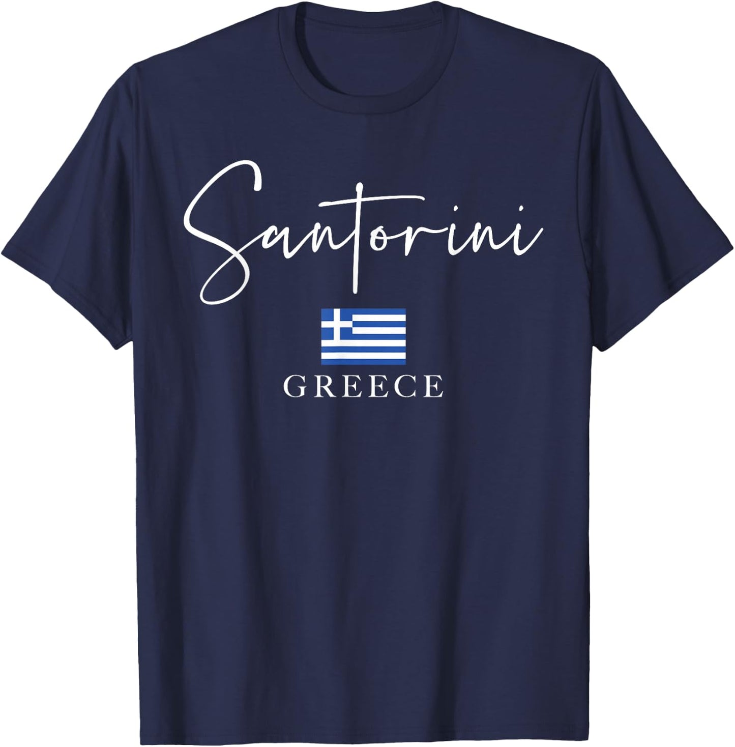 Greece Flag Vacation - Island Santorini T-Shirt - T-Shirt | Navy