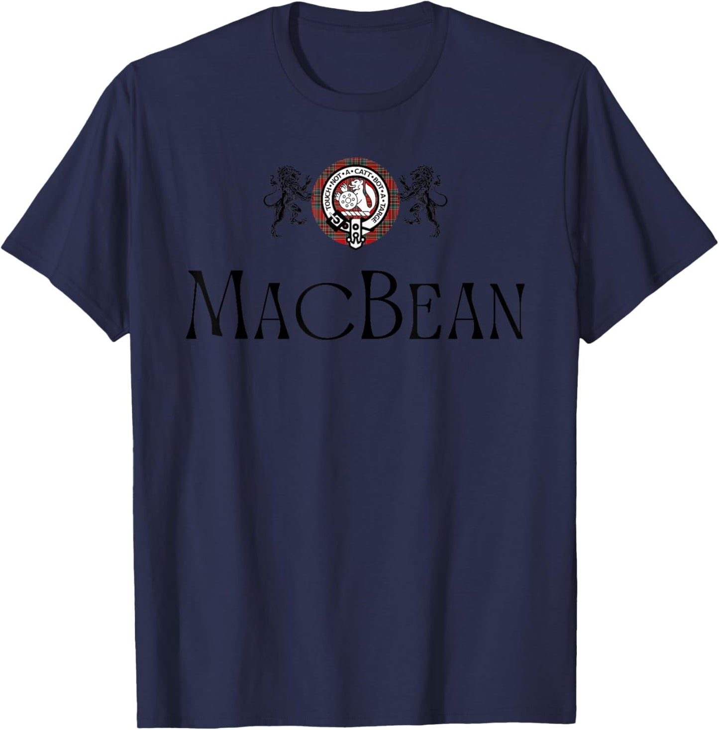 MacBean Clan Scottish Name Coat Of Arms Tartan T-Shirt - T-Shirt | Navy