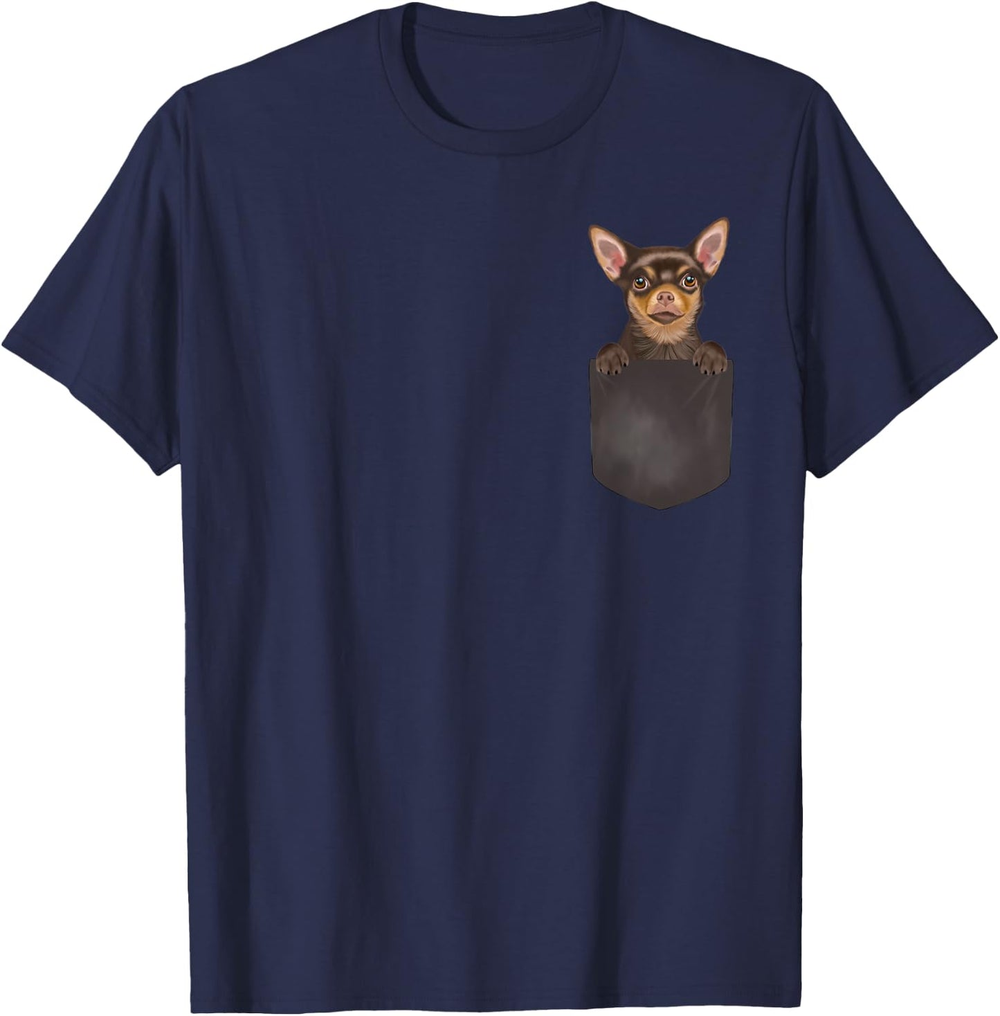 Dog In Pocket Funny Dog Lover Brown Chihuahua T-Shirt - T-Shirt | Navy