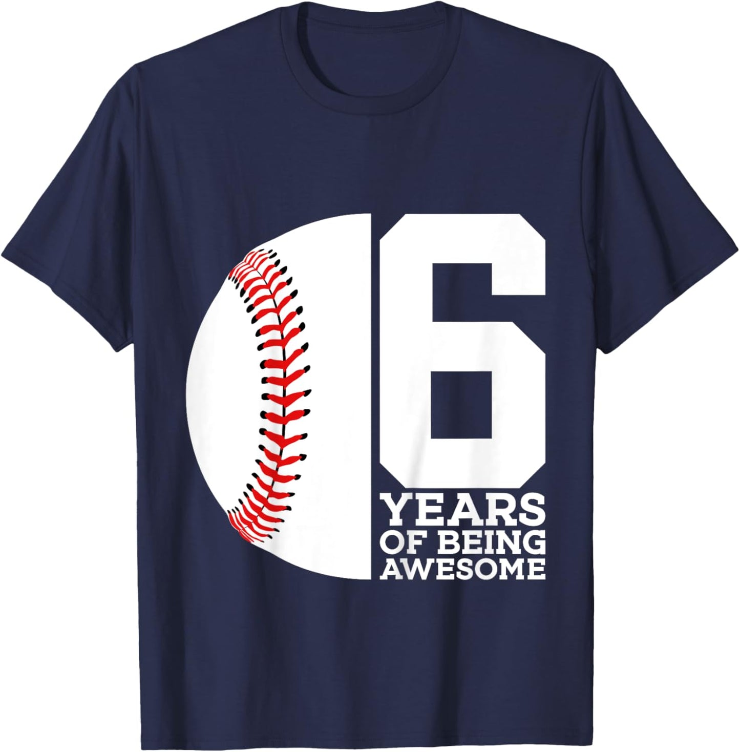 6 Years of Being Awesome 6th Birthday Baseball T-Shirt - T-Shirt | Navy