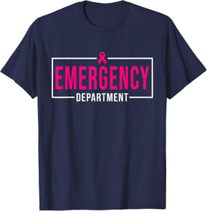 Emergency Department Emergency Room Nurse Breast Cancer T-Shirt - T-Shirt | Navy