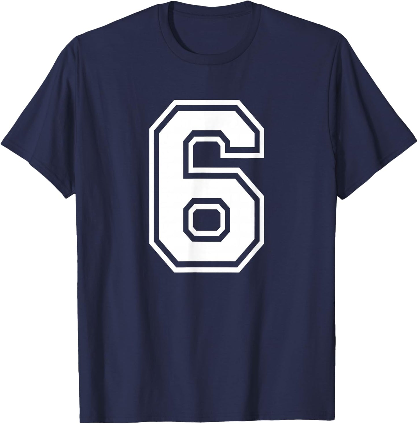 Number 6 Birthday Gift Sports Player Team Numbered Jersey T-Shirt - T-Shirt | Navy