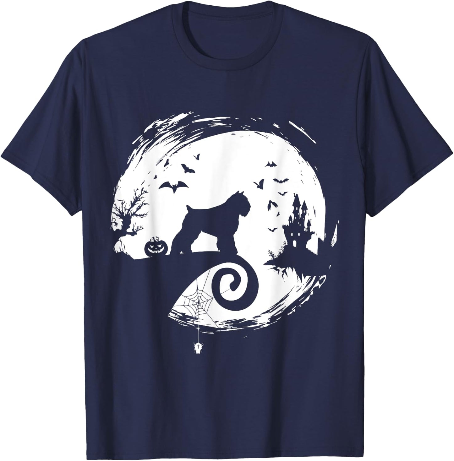 Bouvier des Flandres Halloween Costume Moon Silhouette T-Shirt - T-Shirt | Navy
