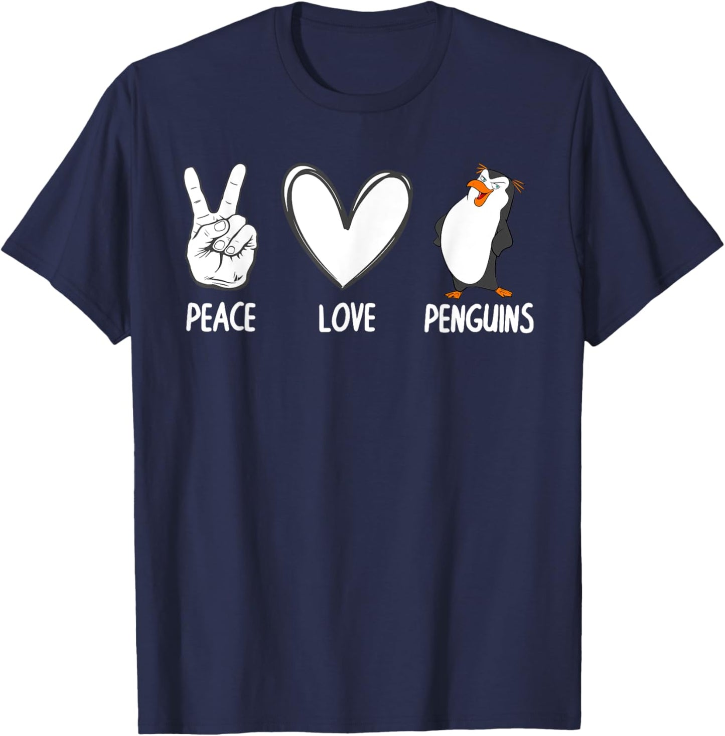 Cool Penguin Art Women Peace Love Penguins Zookeeper T-Shirt - T-Shirt | Navy