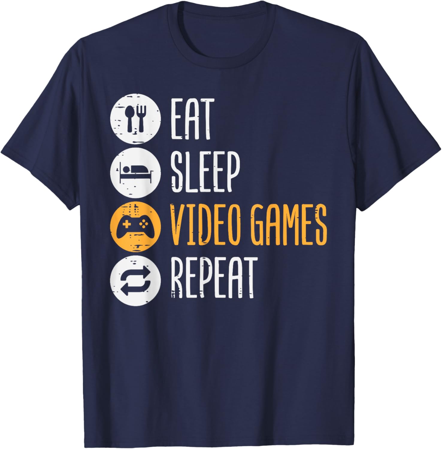 Eat Sleep Video Games Repeat Gaming Gamer Men Boys Kids Teen T-Shirt - T-Shirt | Navy
