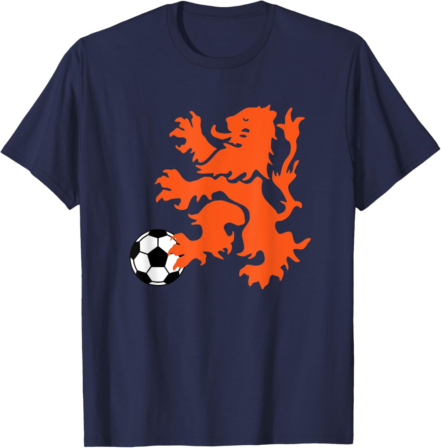 Netherlands Lion Rampant, Soccer Ball T-Shirt - T-Shirt | Navy