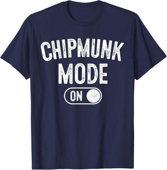 Chipmunk Mode On Costume Funny Cheek Stuffer Gift Animal T-Shirt - T-Shirt | Navy