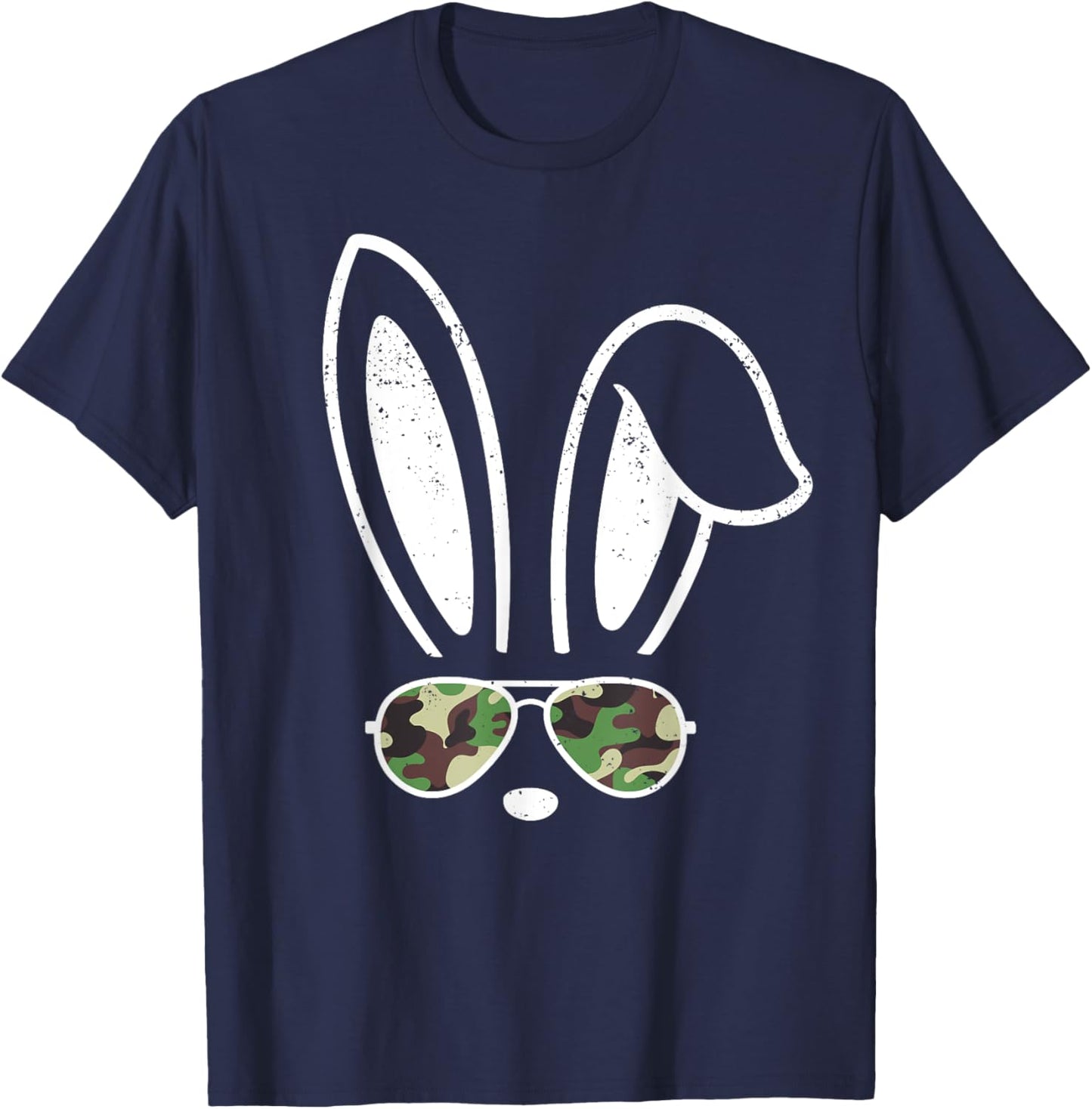 Bunny Ears Retro Sunglasses Funny Easter Camo Camouflage T-Shirt - T-Shirt | Navy