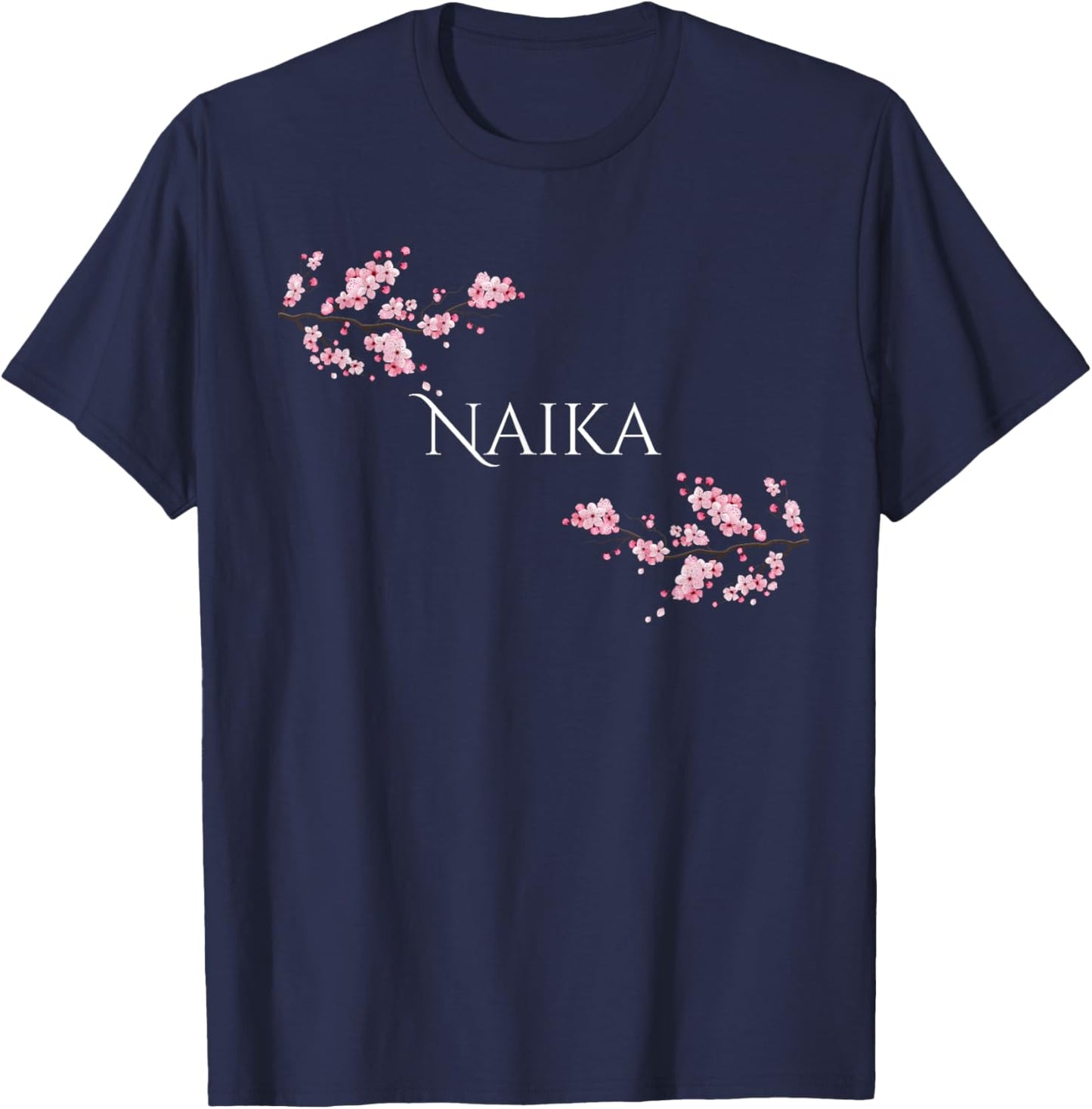 Naika name with blossom branches T-Shirt - T-Shirt | Navy