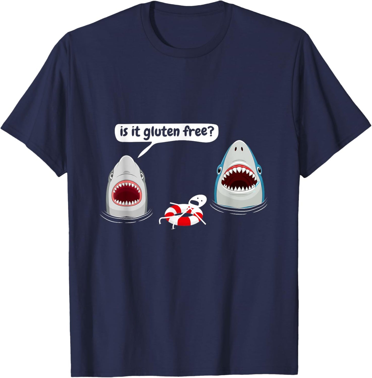 Is It Gluten Free, Funny Shark Lovers Costume Sharks T-Shirt - T-Shirt | Navy
