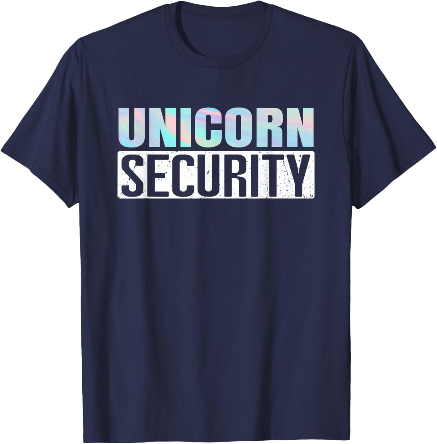 Funny Parents Halloween Store Halloween Adult Unicorn Security Black Small Classic Fit Short Sleeve Cotton 60% Polyester 40% Family (Dad, Mom, Daughter) T-Shirt - T-Shirt | Navy