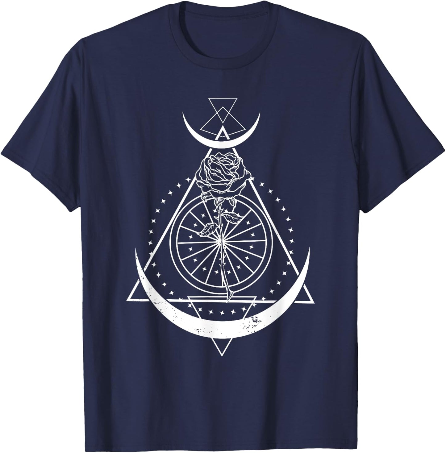 Occult Vintage Moon Rose Witchcraft Esoteric Witch Occult T-Shirt - T-Shirt | Navy