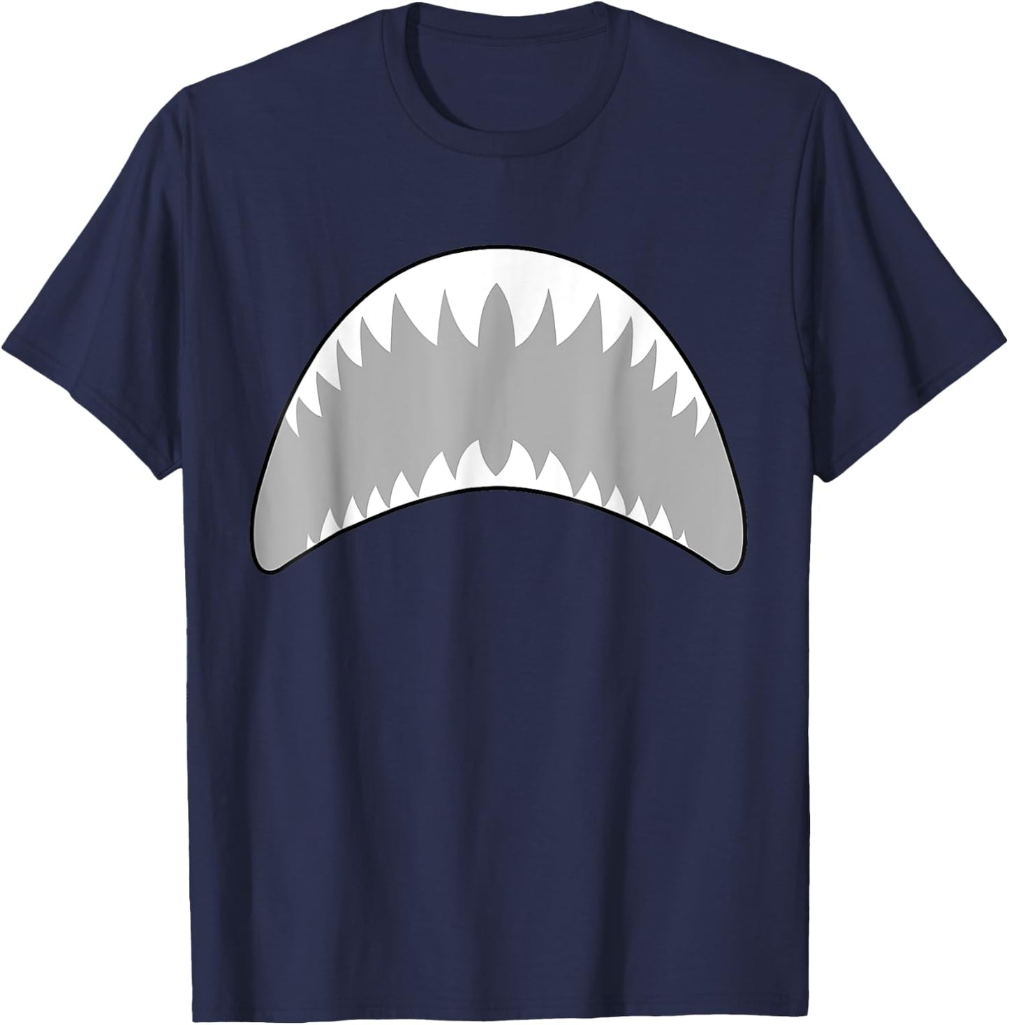 Shark Mo-uth Ja-w Costume Lazy Easy For Halloween Party T-Shirt - T-Shirt | Navy