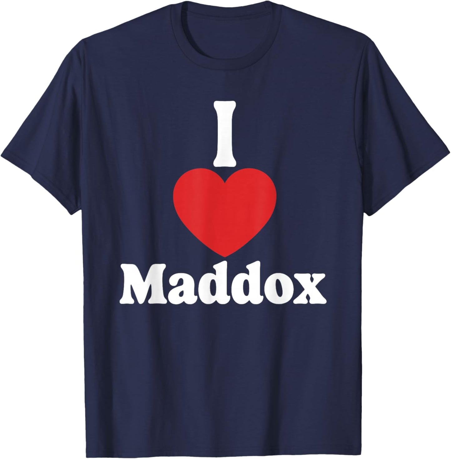 I Love Maddox Heart Groovy Personalized Name Maddox T-Shirt - T-Shirt | Navy