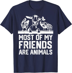 Most Of My Friends Are Animals chickens and goats T-Shirt - T-Shirt | Navy
