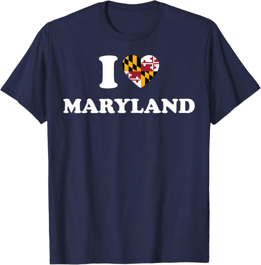 I Love Maryland Shirt I Heart Maryland Flag T-Shirt - T-Shirt | Navy