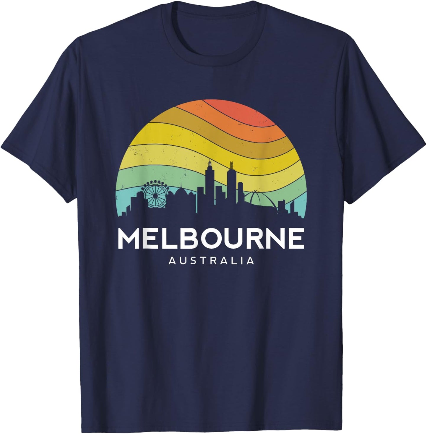 Melbourne Australia Retro Vintage Flag Outback Kangaroo Mate T-Shirt - T-Shirt | Navy