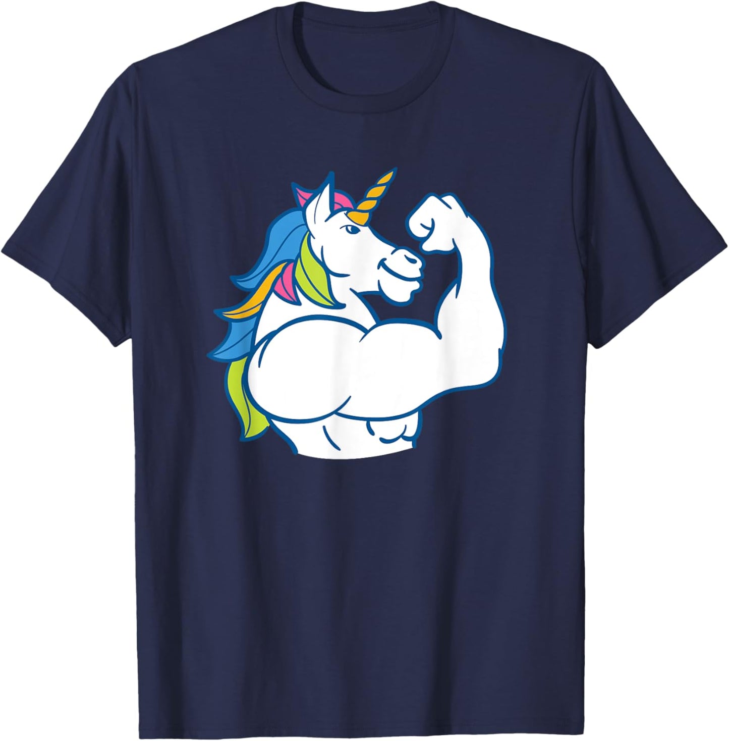Muscular Unicorn - Funny Magical Fitness Bodybuilder Dad T-Shirt - T-Shirt | Navy