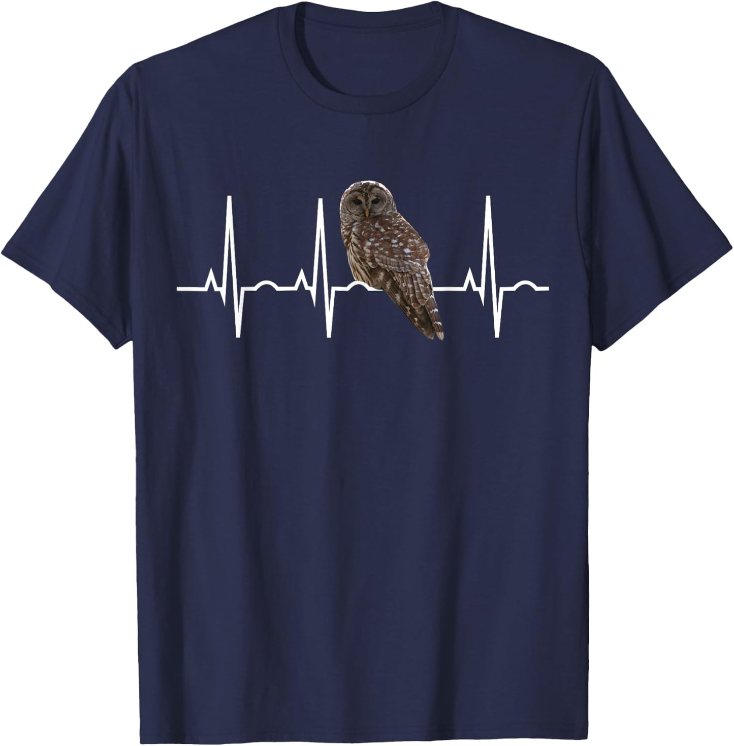 Barred Owl Shirt - Birder Heartbeat Gift Bird Lovers T-Shirt - T-Shirt | Navy