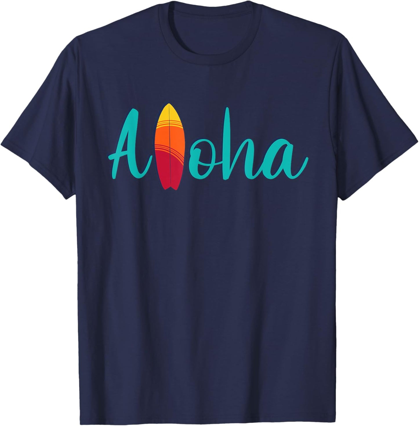 Aloha Hawaiian Hawaii Tropical Beach Surf T-Shirt - T-Shirt | Navy