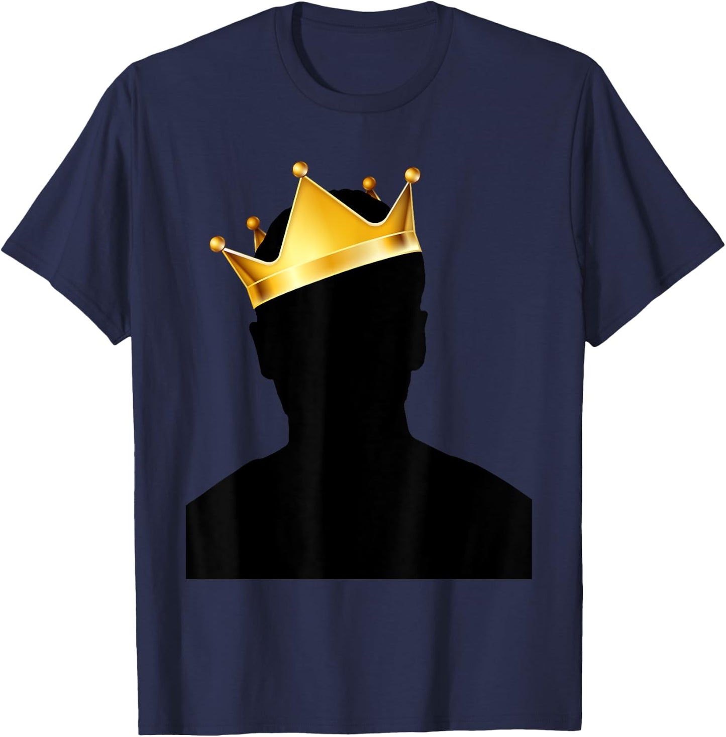 Royal Black King Magic With Golden Crown, Mysterious King T-Shirt - T-Shirt | Navy