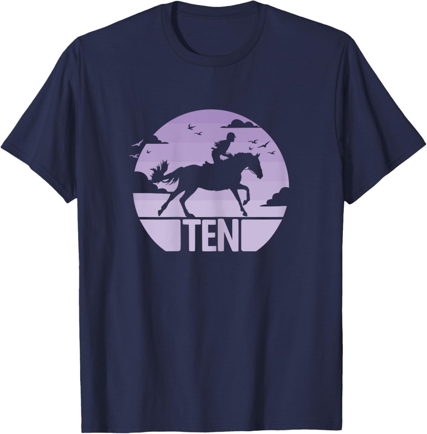10th Birthday Horse Riding Girl 10 Years Girl Horse Birthday T-Shirt - T-Shirt | Navy