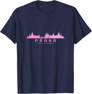 Prague Skyline Czech Republic Praha Souvenir T-Shirt - T-Shirt | Navy