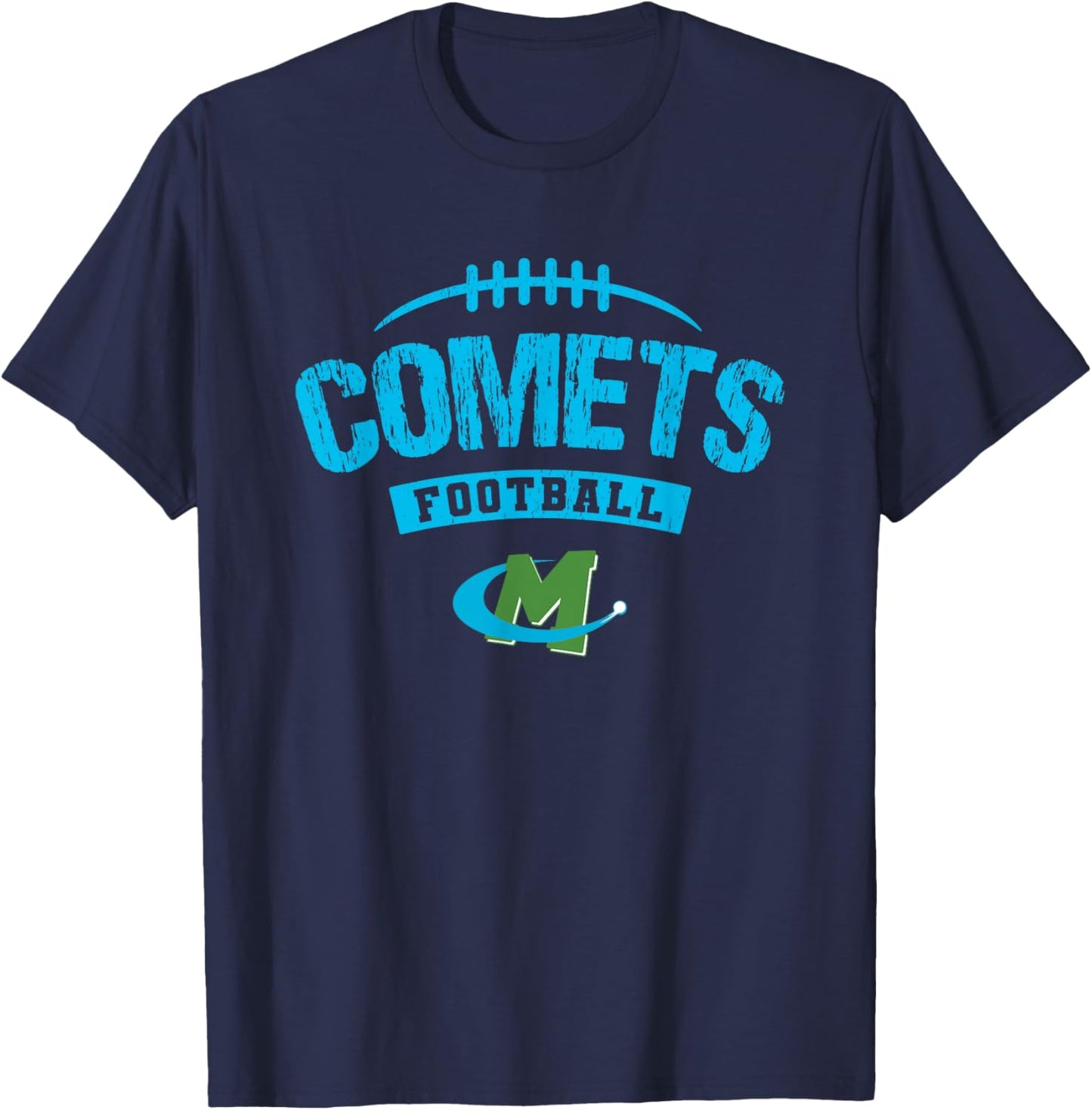 William Mason Comets Logo Football Distressed HS T-Shirt - T-Shirt | Navy