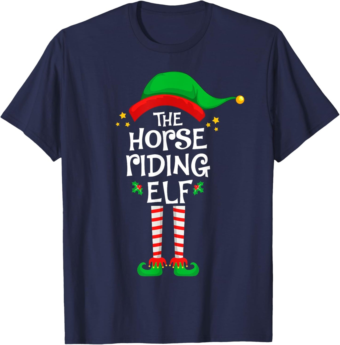 The Horse Riding Elf Christmas Family Matching Group T-Shirt - T-Shirt | Navy
