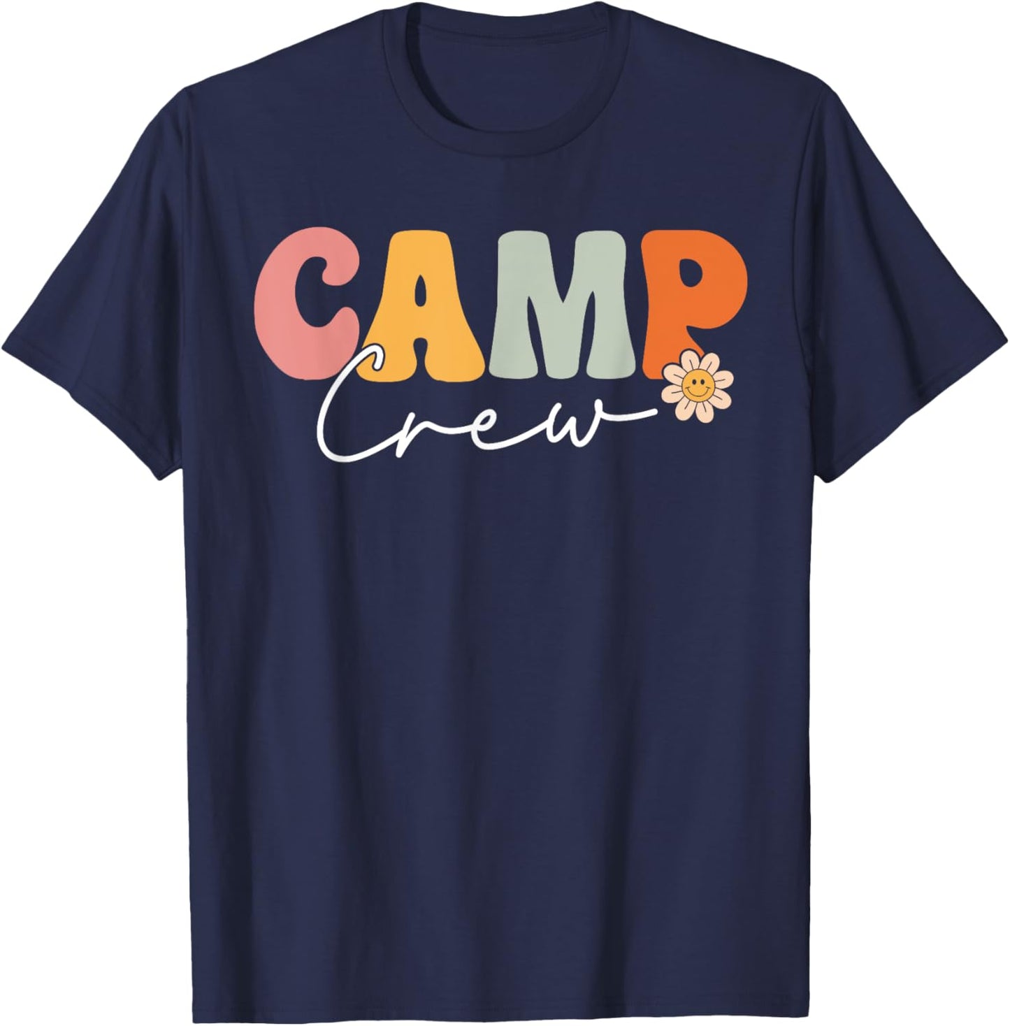 Camp Crew Team Retro Groovy Vintage First Day Of School T-Shirt - T-Shirt | Navy