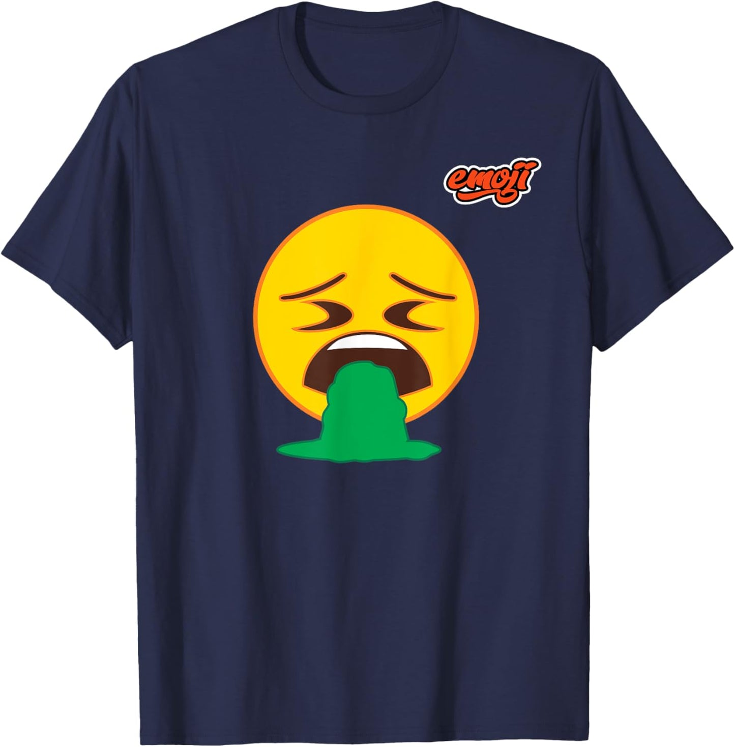 nauseous face vomiting Flat T-Shirt - T-Shirt | Navy