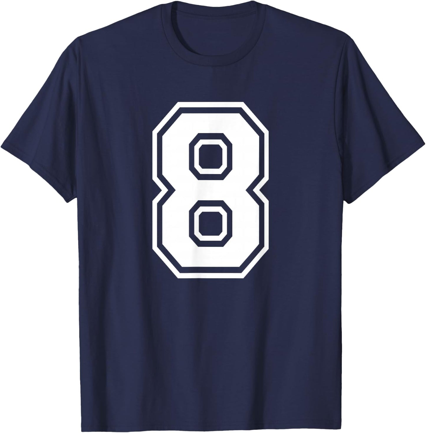 Number 8 Birthday Gift Sports Player Team Numbered Jersey T-Shirt - T-Shirt | Navy