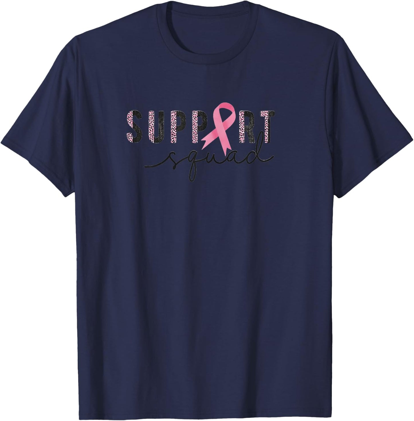 Breast Cancer Awareness Women Support Squad T-Shirt - T-Shirt | Navy