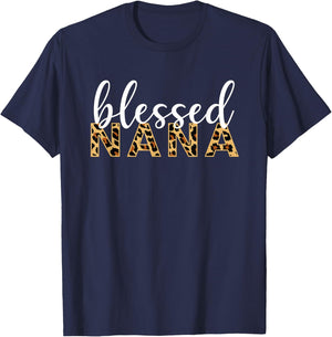 Leopard Print Blessed Nana Cute Cheetah Mother's Day Gift T-Shirt - T-Shirt | Navy