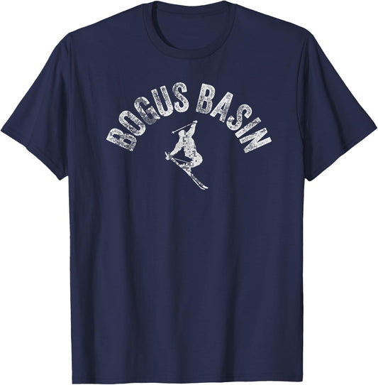 Ski Bogus Basin Vintage Idaho Skiing Cool B-Basin Skier Gear T-Shirt - T-Shirt | Navy