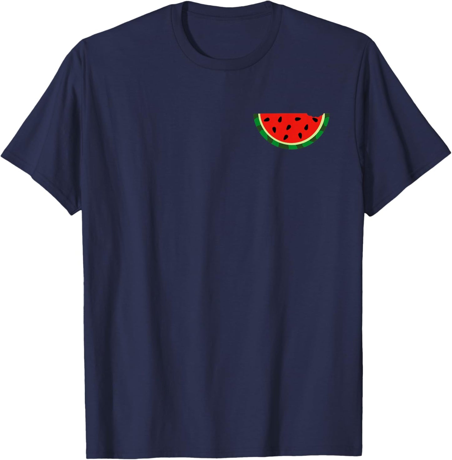 Watermelon In Pocket Cute Watermelon , Black, S T-Shirt - T-Shirt | Navy