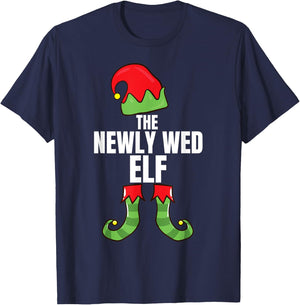The Newly Wed Elf Matching Family Christmas Group Pajama T-Shirt - T-Shirt | Navy