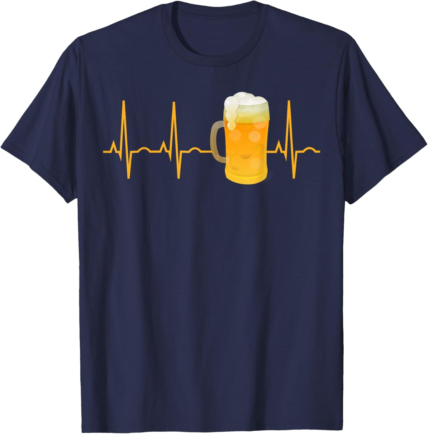 Beer Lover Gift Shirt Beer Heartbeat & Women T-Shirt - T-Shirt | Navy