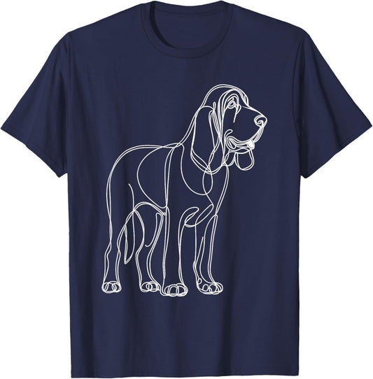 Line Art Bloodhound Dog Bloodhounds St. Hubert Hound T-Shirt - T-Shirt | Navy