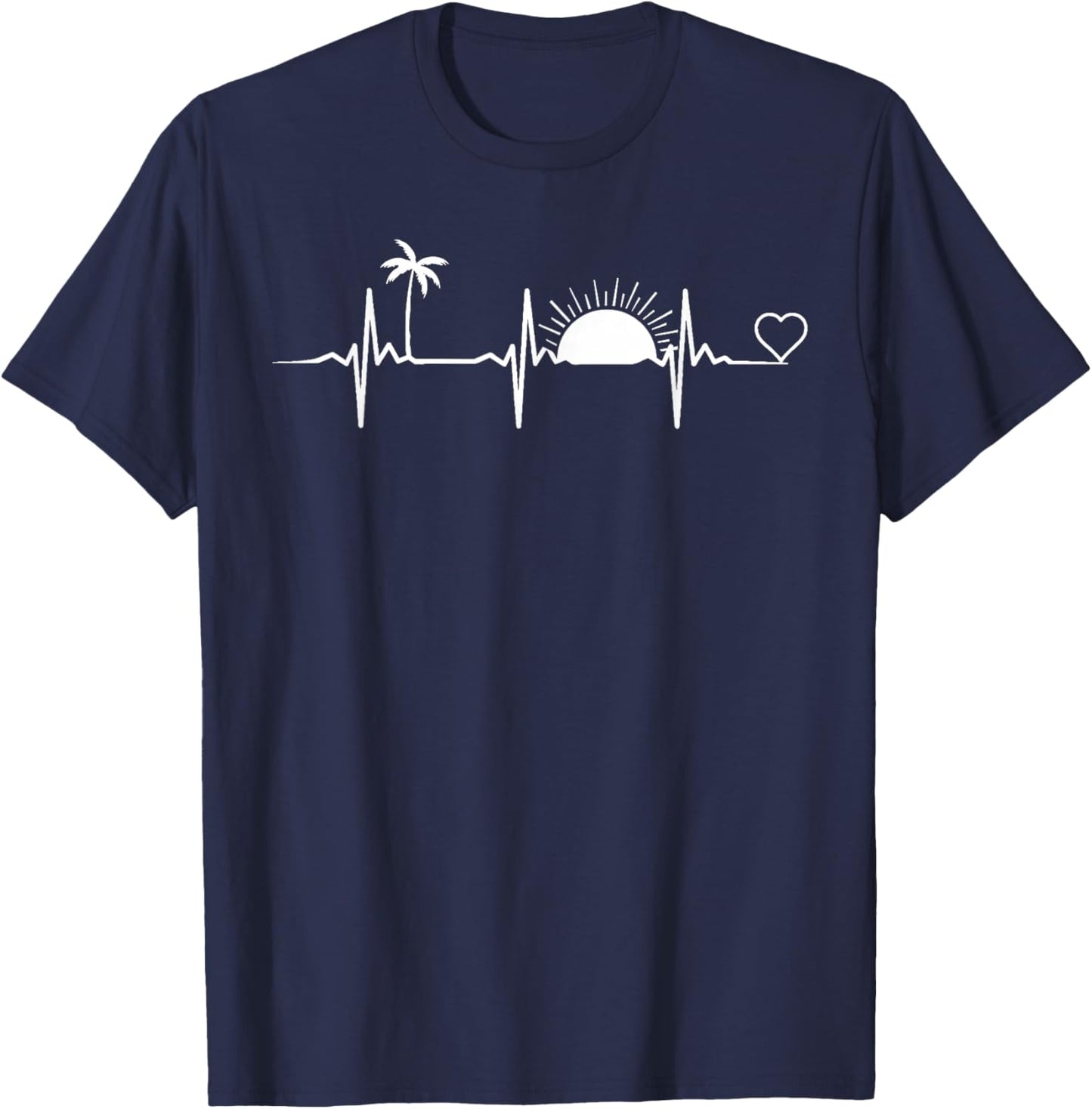 Life Is Really Good Beach Heartbeat Summer Beach Vacation T-Shirt - T-Shirt | Navy