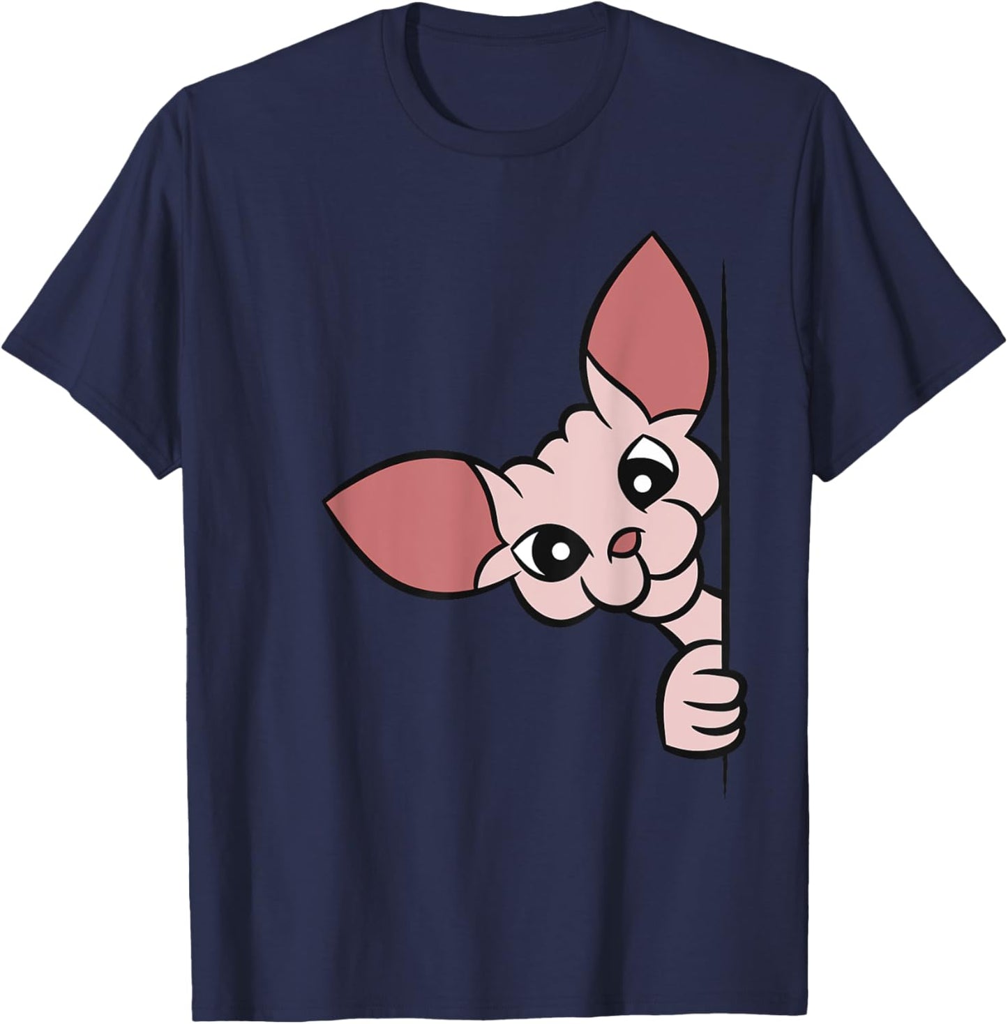 Cute Sphynx Cat Peeking From Side Women Kids T-Shirt - T-Shirt | Navy