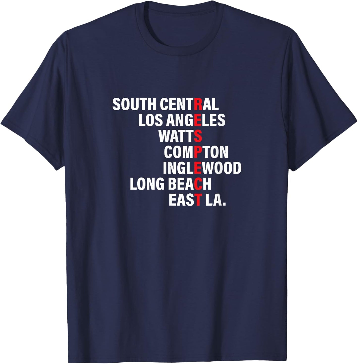West Side RESPECT Los Angeles Watts Compton Long Beach T-Shirt - T-Shirt | Navy