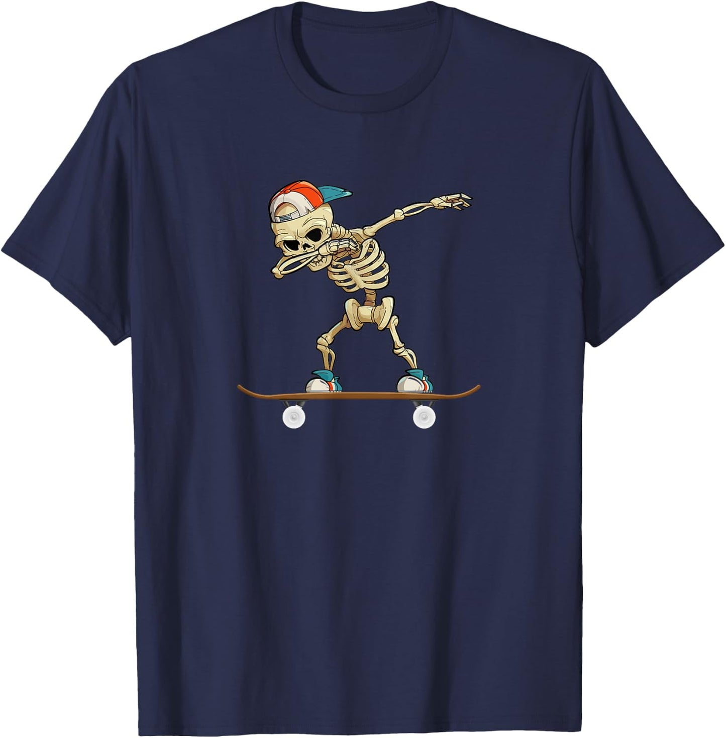 Dabbing Skeleton Skater T-Shirt - T-Shirt | Navy
