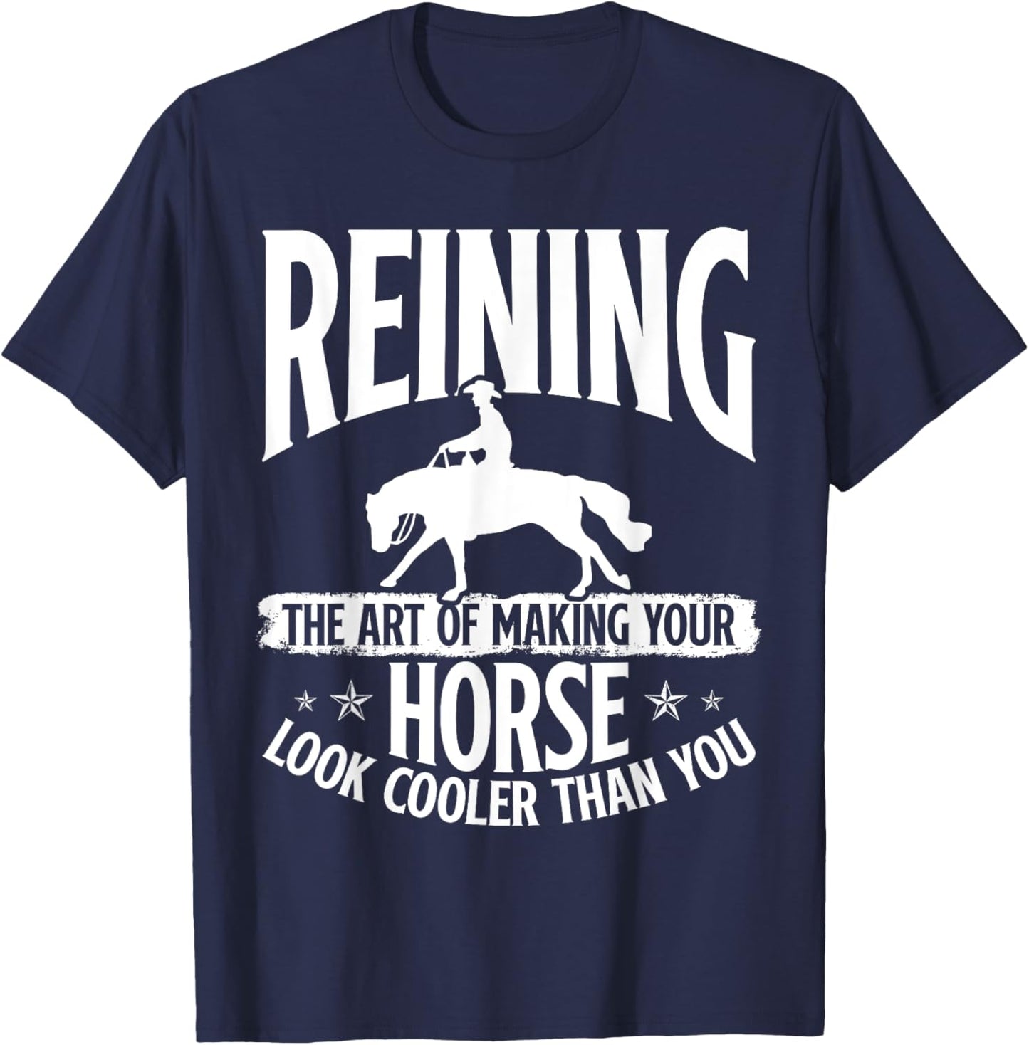 Sliding Stop Reining Horse Equestrian Western Riding T-Shirt - T-Shirt | Navy