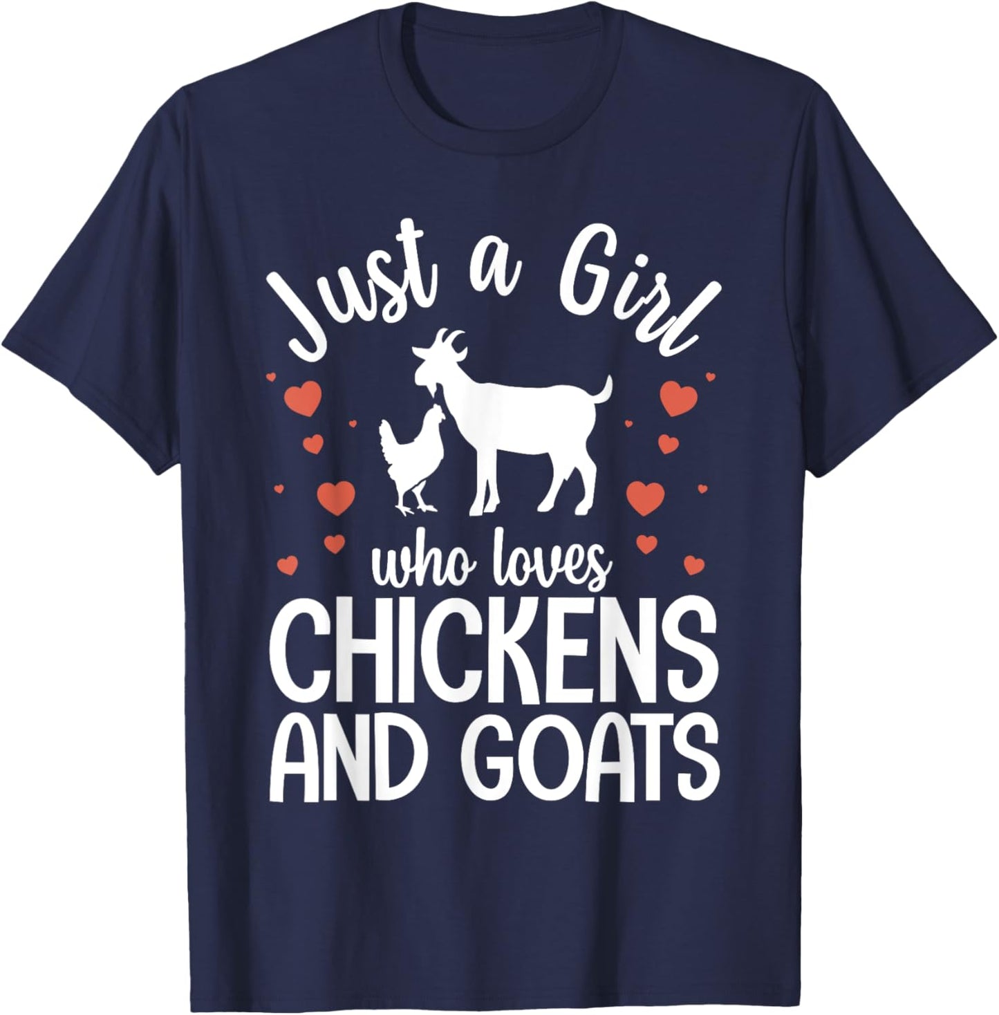 Cool Chicken Goat Design Girls Pygmy Goat Lover T-Shirt - T-Shirt | Navy