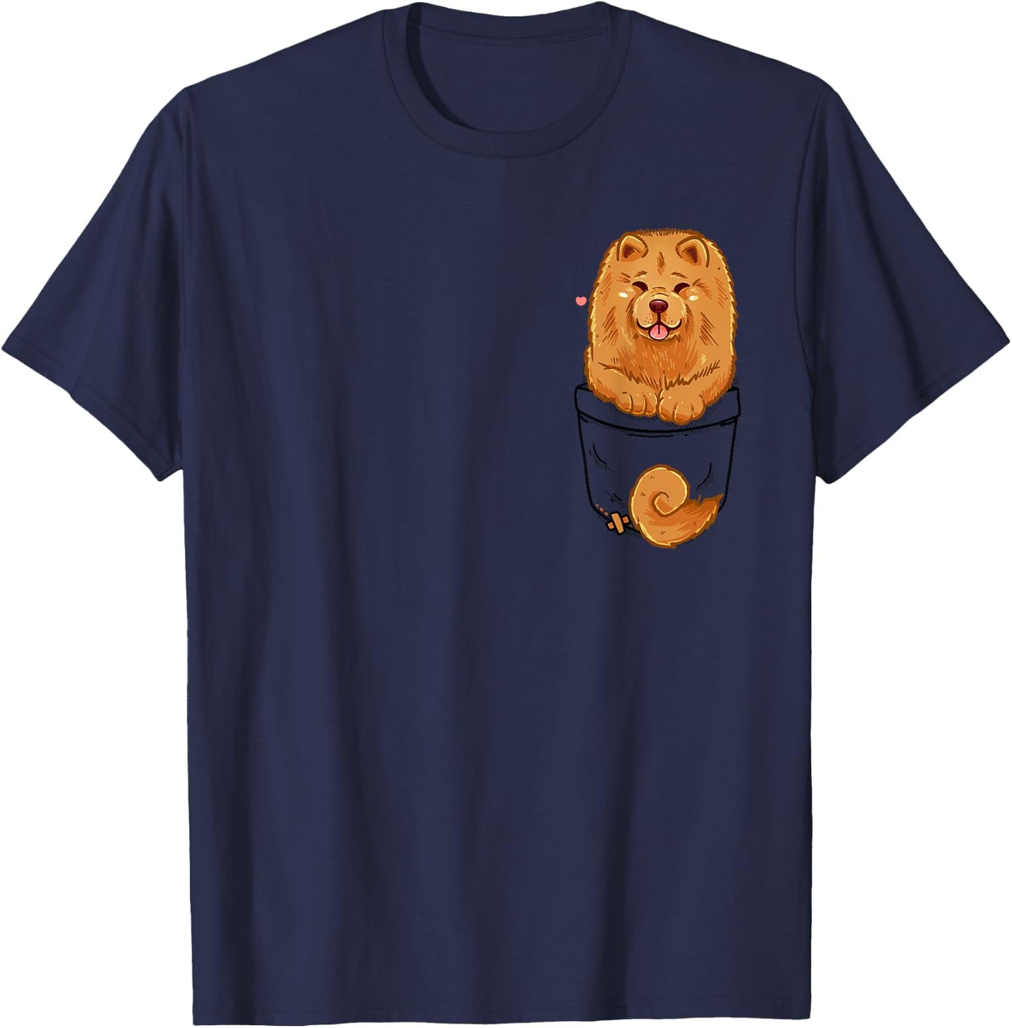 Pocket Cute Chow Chow Puppy Dog T-Shirt - T-Shirt | Navy