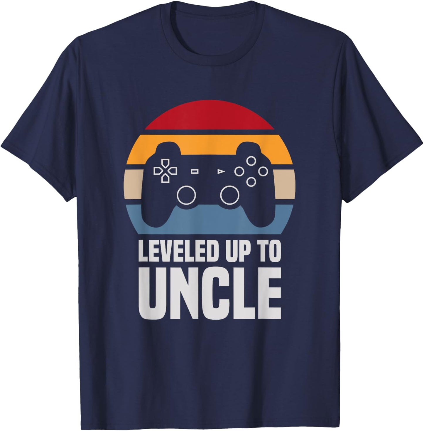 Leveled Up To Uncle Gift Gamer Gaming Pregnancy Announcement T-Shirt - T-Shirt | Navy