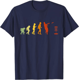 Disc Golf Evolution, Funny Frolf Golf Basket T-Shirt - T-Shirt | Navy