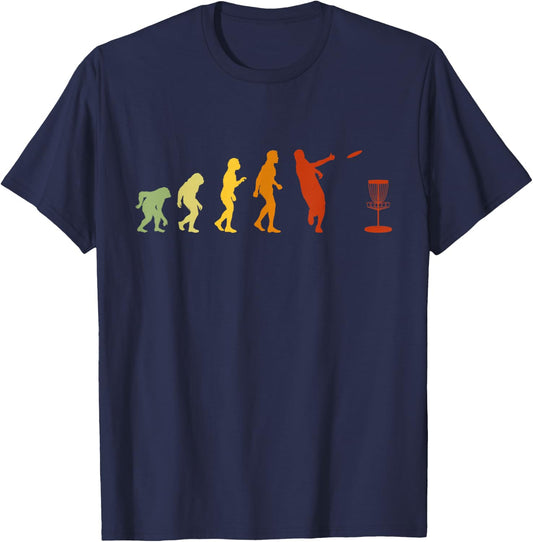 Disc Golf Evolution, Funny Frolf Golf Basket T-Shirt - T-Shirt | Navy